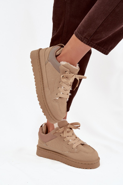 Scarpe modello sneakers Femminile riscaldamento con pelliccia all interno beige Cyrissa Scarpe modello sneakers Femminile riscaldamento con pelliccia all interno beige Cyrissa