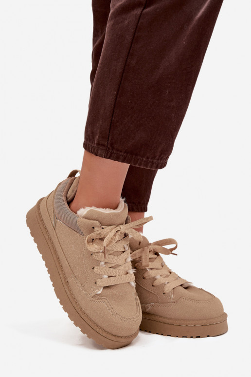 Scarpe modello sneakers Femminile riscaldamento con pelliccia all interno beige Cyrissa Scarpe modello sneakers Femminile riscaldamento con pelliccia all interno beige Cyrissa