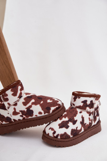 Stivali da neve Infantile Gioventù riscaldamento con pelliccia all interno IN Łaty Bianco-colore marrone Mireya 2