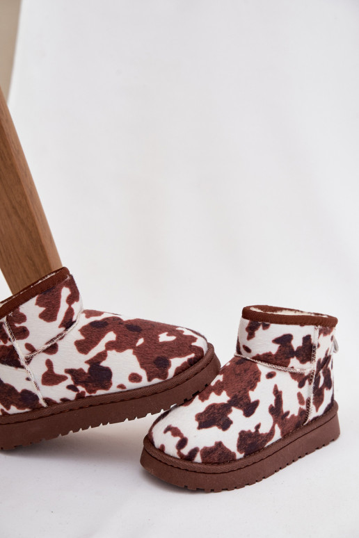 Stivali da neve Infantile Gioventù riscaldamento con pelliccia all interno IN Łaty Bianco-colore marrone Mireya