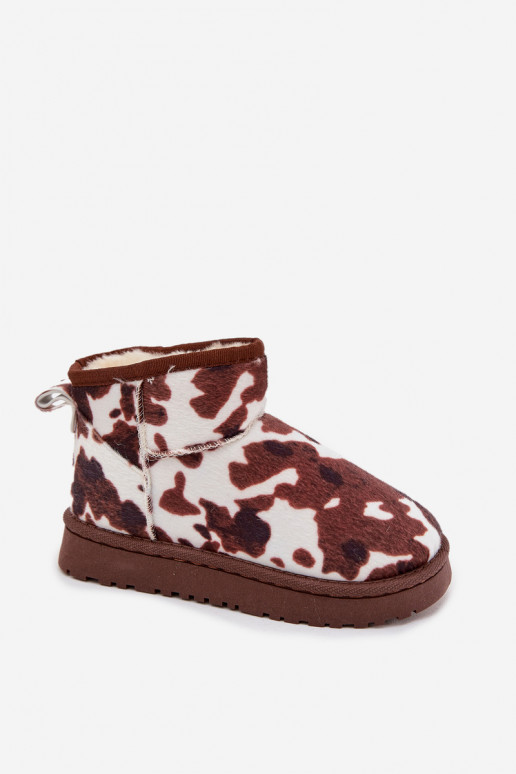 Stivali da neve Infantile Gioventù riscaldamento con pelliccia all interno IN Łaty Bianco-colore marrone Mireya