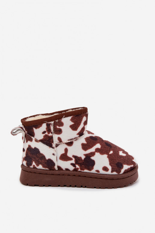 Stivali da neve Infantile Gioventù riscaldamento con pelliccia all interno IN Łaty Bianco-colore marrone Mireya