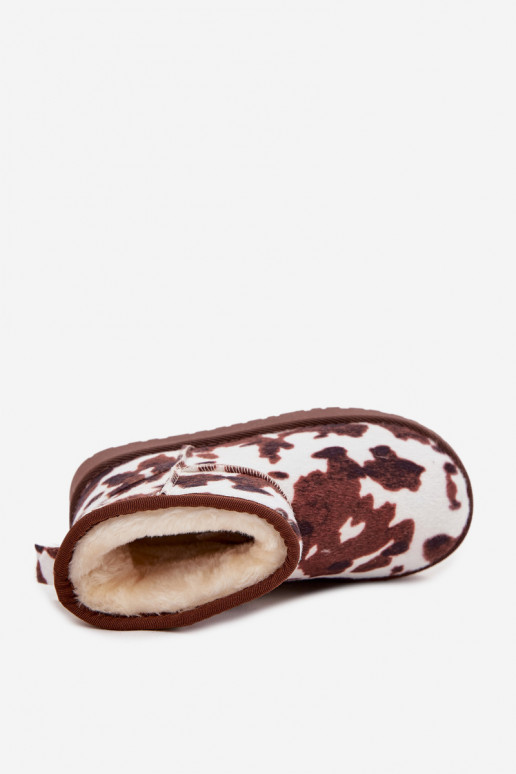 Stivali da neve Infantile Gioventù riscaldamento con pelliccia all interno IN Łaty Bianco-colore marrone Mireya