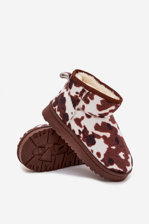 Stivali da neve Infantile Gioventù riscaldamento con pelliccia all interno IN Łaty Bianco-colore marrone Mireya