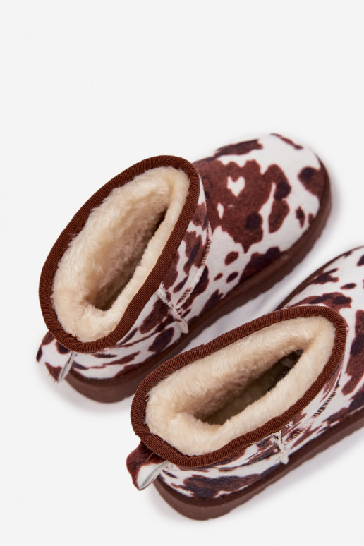 Stivali da neve Infantile Gioventù riscaldamento con pelliccia all interno IN Łaty Bianco-colore marrone Mireya