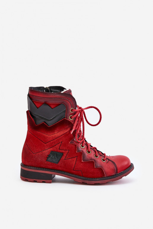 Pelle riscaldamento Stivali da donna con tacchi larghi Deveciejka 06106-08 colore rosso Pelle riscaldamento Stivali da donna con tacchi larghi Deveciejka 06106-08 colore rosso