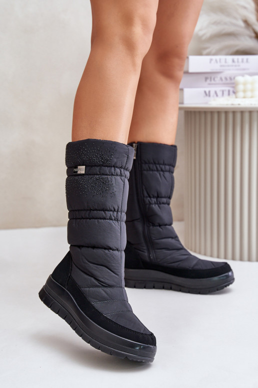 Femminile Stivali da neve Con decorazione Progress PROGJ-24-147 colore nero Femminile Stivali da neve Con decorazione Progress PROGJ-24-147 colore nero