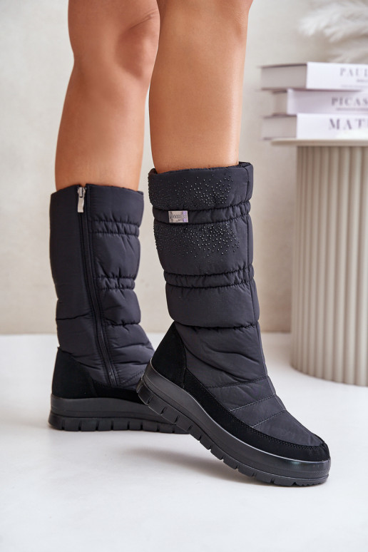 Femminile Stivali da neve Con decorazione Progress PROGJ-24-147 colore nero Femminile Stivali da neve Con decorazione Progress PROGJ-24-147 colore nero