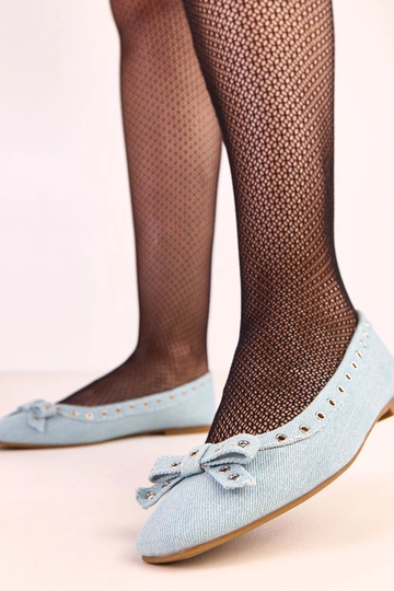 Ballerine in denim con fori decorativi e fiocchetto Baisa 2