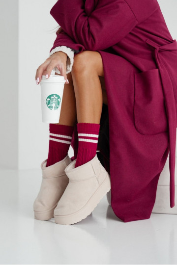 Calze INarkocz per donna con strisce, color bordeaux