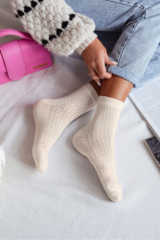 Calzini Femminile con elementi traforati colore avorio