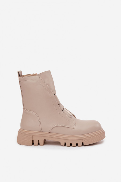 riscaldamento Stivaletti da lavoro Femminile Al Castello Eko Pelle colore avorio Deveilyra