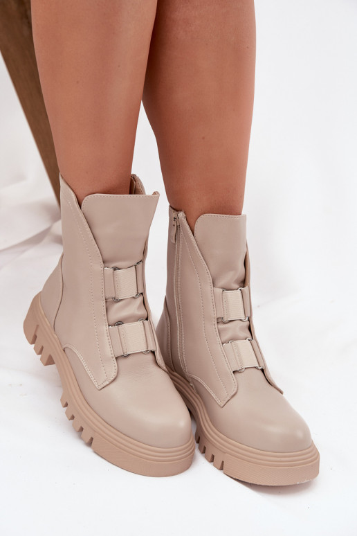 riscaldamento Stivaletti da lavoro Femminile Al Castello Eko Pelle colore avorio Deveilyra