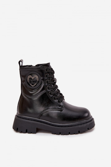Stivali Infantile riscaldamento con pelliccia all interno con ornamenti LOVE colore nero Rosaira 2