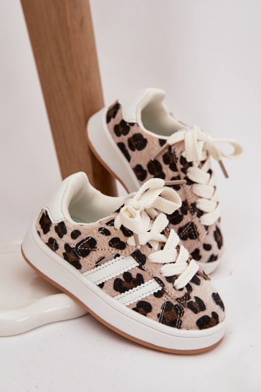 scarpe da ginnastica Scarpe modello sneakers Infantile con motivi di pelliccia di leopardo beige Amelle scarpe da ginnastica Scarpe modello sneakers Infantile con motivi di pelliccia di leopardo beige Amelle
