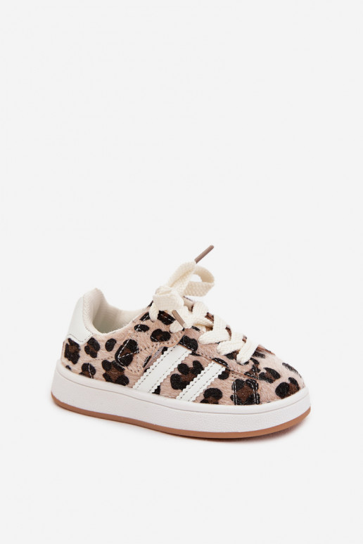 scarpe da ginnastica Scarpe modello sneakers Infantile con motivi di pelliccia di leopardo beige Amelle
