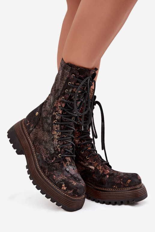 Stivali da donna stivali da equitazione alti Deveciejka 06203-32 marrone-colore dorato Stivali da donna stivali da equitazione alti Deveciejka 06203-32 marrone-colore dorato