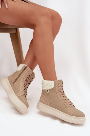 Stivali invernali da donna con imbottitura, Lee Cooper LCJ-25-01-3736, color sabbia