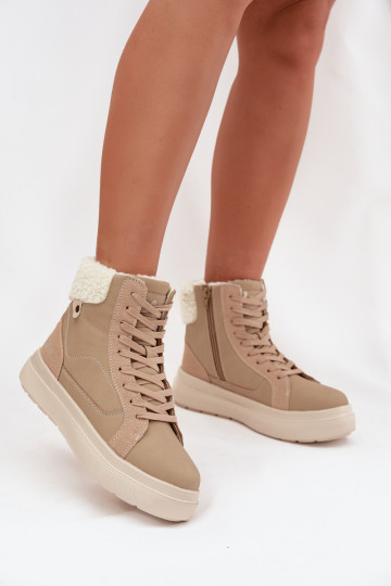 Stivali invernali da donna con imbottitura, Lee Cooper LCJ-25-01-3736, color sabbia 2