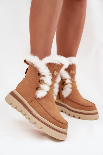 Stivali da neve da donna in pelle scamosciata, Lee Cooper LCJ-25-01-3738, color marrone 2