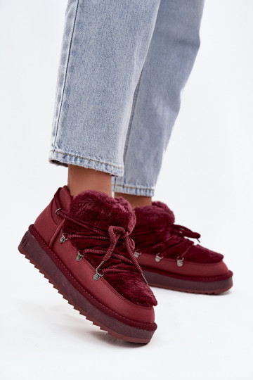 Basso Stivali da neve con una piattaforma con una pelliccia D.Franklin DFSH370011 Borgogna