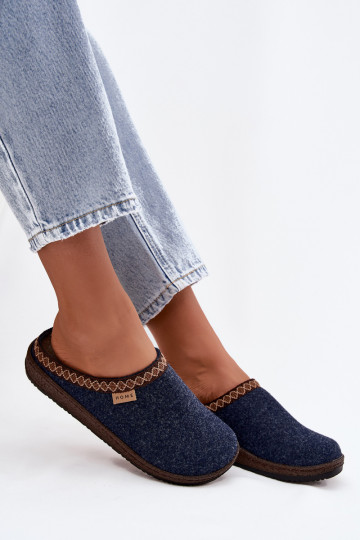 Ciabatte da donna con ricamo Inblu NL000009 blu scuro