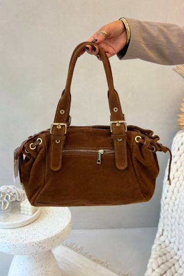 Borsa in suede marrone Ovelia