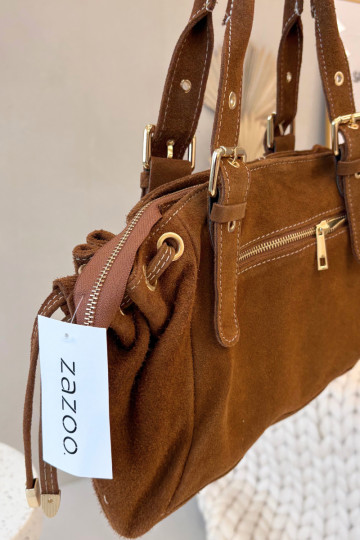 Borsa in suede naturale color marrone Danira 2