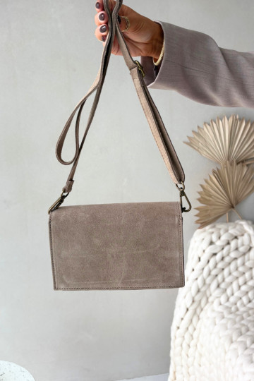 Borsa in suede naturale color avorio Mirine 2