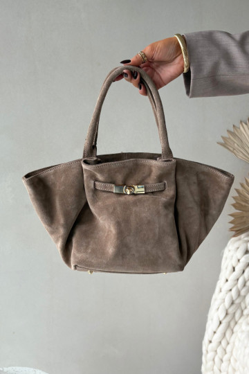 Borsa in suede color avorio Orselle