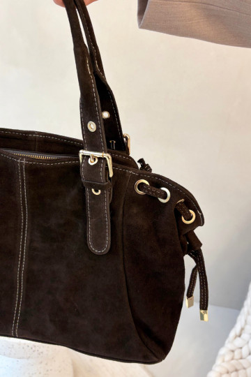 Borsa in suede color cioccolato Ilienne 2