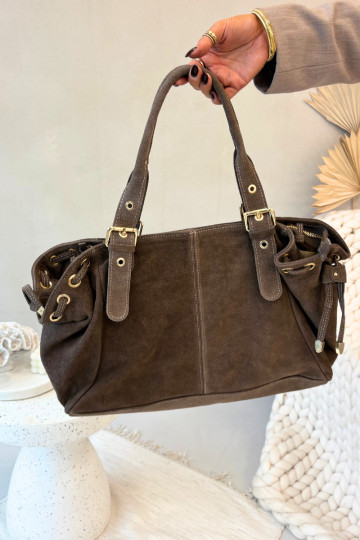 Borsa in suede color avorio Ilienne