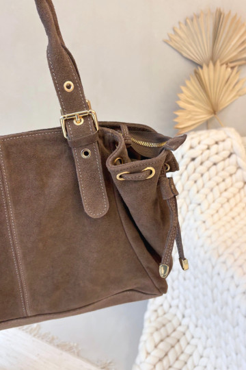 Borsa in suede color avorio Ilienne 2