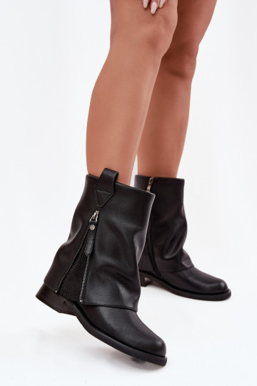 Pelle Stivali da donnaINyAiniętą CholeAką Klocke Deveciejka K7213-01 colore nero