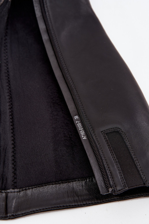 Pelle riscaldamento stivali da donna con i tacchi Deveciejka A7165-01 colore nero Pelle riscaldamento stivali da donna con i tacchi Deveciejka A7165-01 colore nero