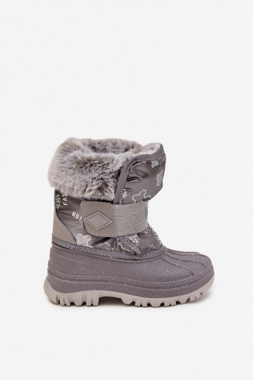 Doposci per bambini con una pelliccia con chiusure adesive Lee Cooper LCJ-25-10-3788 colore grigio