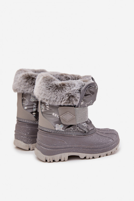 Doposci per bambini con una pelliccia con chiusure adesive Lee Cooper LCJ-25-10-3788 colore grigio