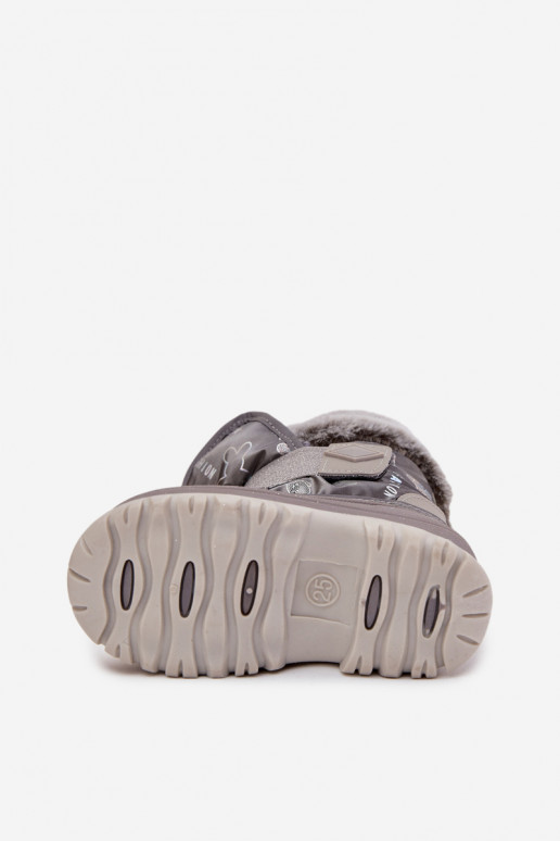 Doposci per bambini con una pelliccia con chiusure adesive Lee Cooper LCJ-25-10-3788 colore grigio