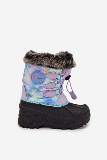 Stivali da neve per bambini Lee Cooper LCJ-25-10-3778 colore viola con pelliccia e elastici 2