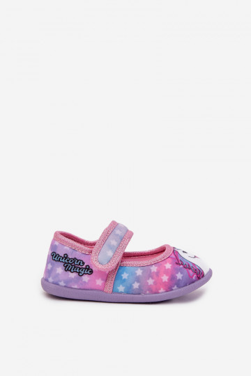 ballerine Pantofole Dla DzieAczynek con chiusure adesive UNICORN colore rosa Silviera 2