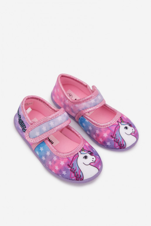 ballerine Pantofole Dla DzieAczynek con chiusure adesive UNICORN colore rosa Silviera ballerine Pantofole Dla DzieAczynek con chiusure adesive UNICORN colore rosa Silviera