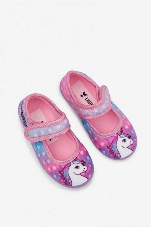 ballerine Pantofole Dla DzieAczynek con chiusure adesive UNICORN colore rosa Silviera ballerine Pantofole Dla DzieAczynek con chiusure adesive UNICORN colore rosa Silviera