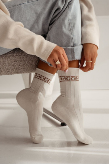 Calzini Femminile Półfrotte UNIQUE Nessuna pressione MOON colore avorio