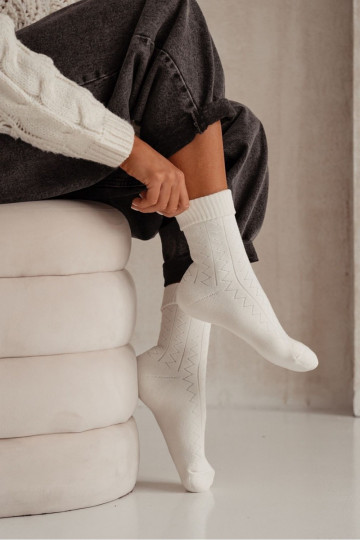 Calzini Femminile Frotte Zygzak colore avorio