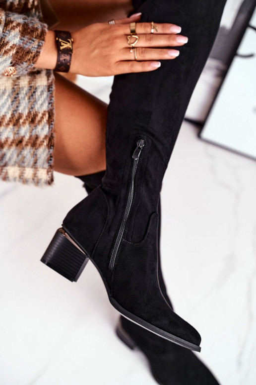 Stivali alti al ginocchio in ecopelle scamosciata colore nero Can't Stop Stivali alti al ginocchio in ecopelle scamosciata colore nero Can't Stop