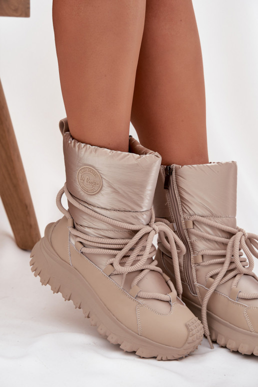 Pelle Stivali da neve con una piattaforma Lee Cooper LCJ-25-12-3663 beige-colore dorato
