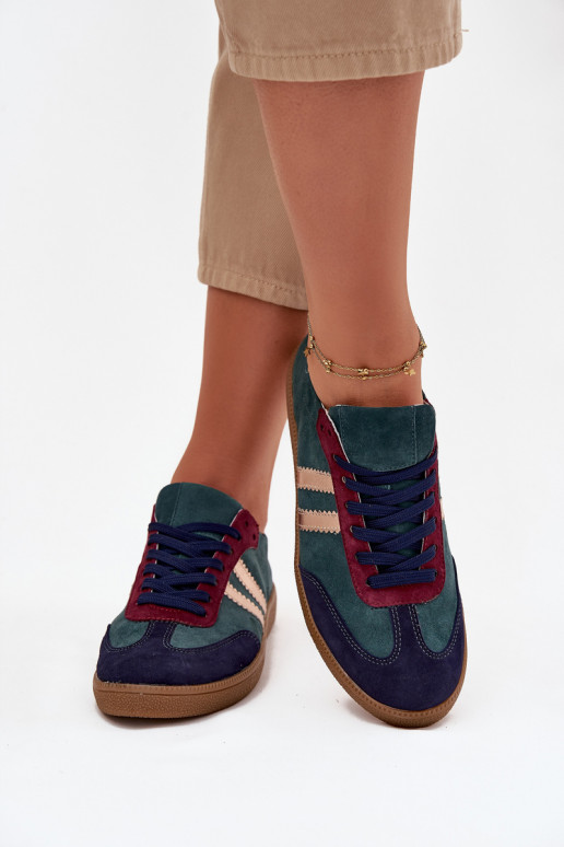 Zazoo N1068 dalla pelle scamosciata Basso Scarpe modello sneakers Femminile ButelkoAa Zieleń