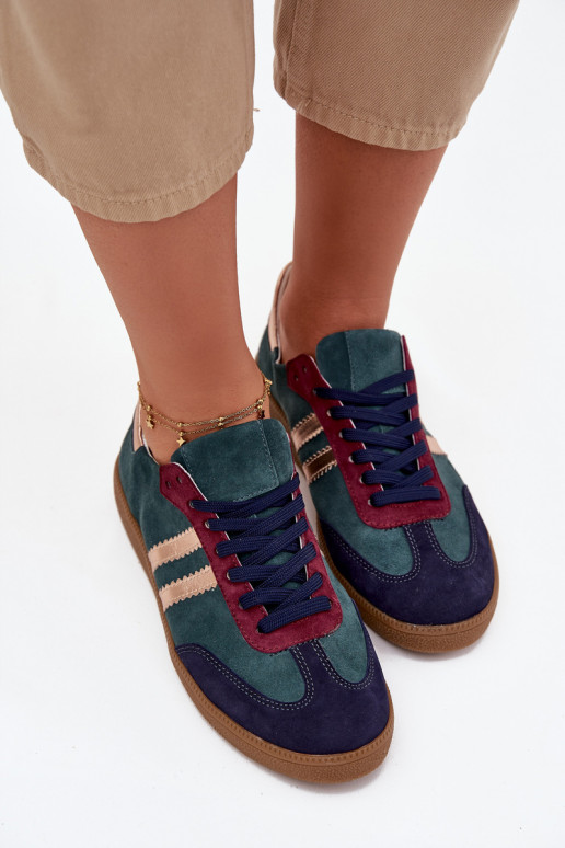 Zazoo N1068 dalla pelle scamosciata Basso Scarpe modello sneakers Femminile ButelkoAa Zieleń