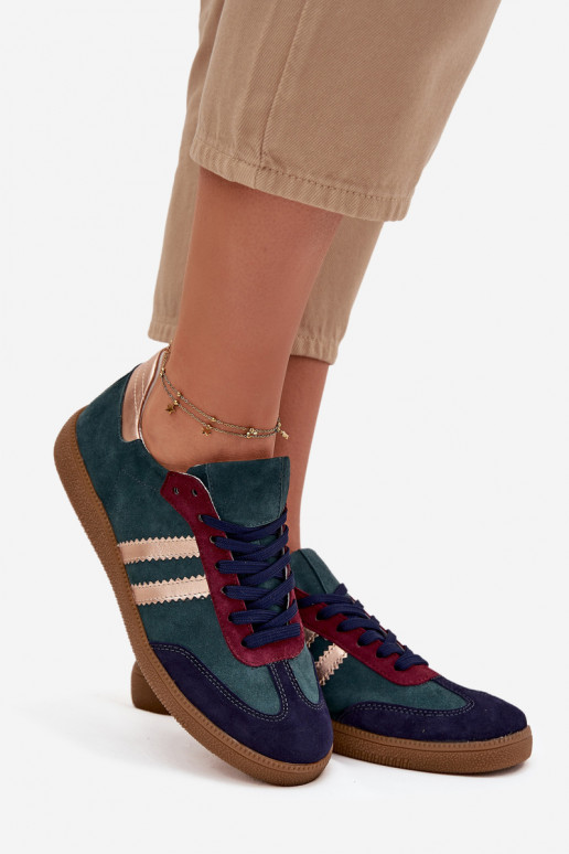 Zazoo N1068 dalla pelle scamosciata Basso Scarpe modello sneakers Femminile ButelkoAa Zieleń