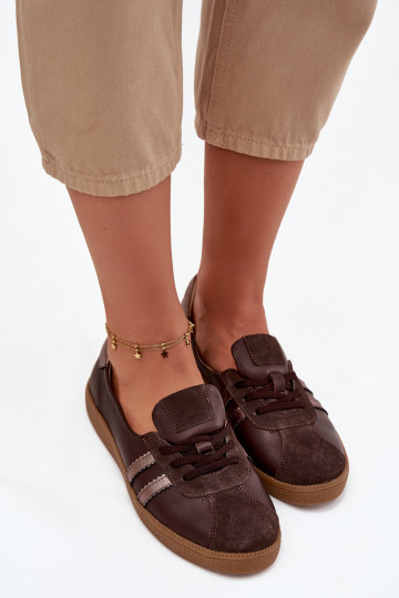 Scarpe in pelle scamosciata per donna, tipo barefoot, Zazoo N1341 color cioccolato